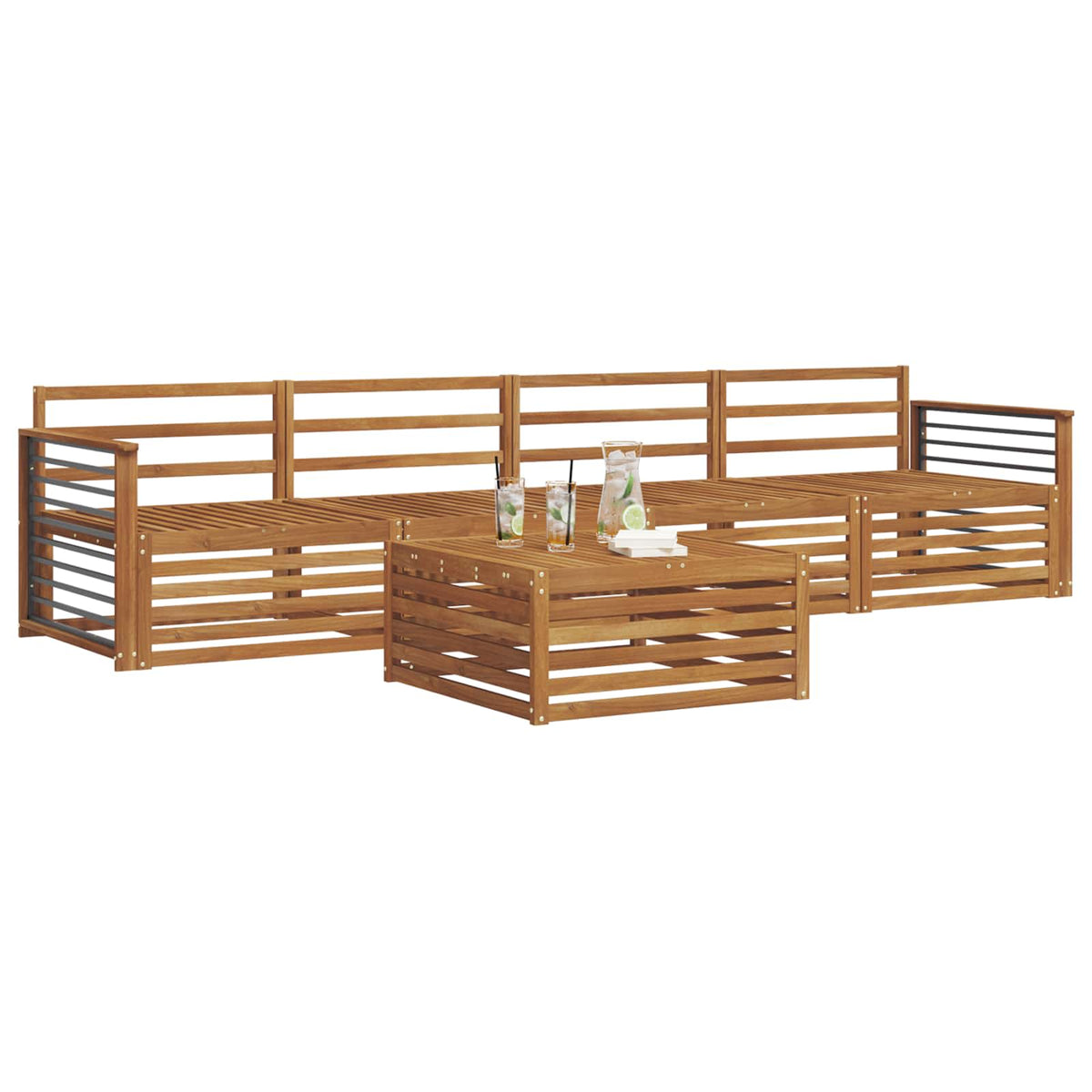 Set vanjskih sofa 5 kom. Prirodna Čvrsto drvo akacije