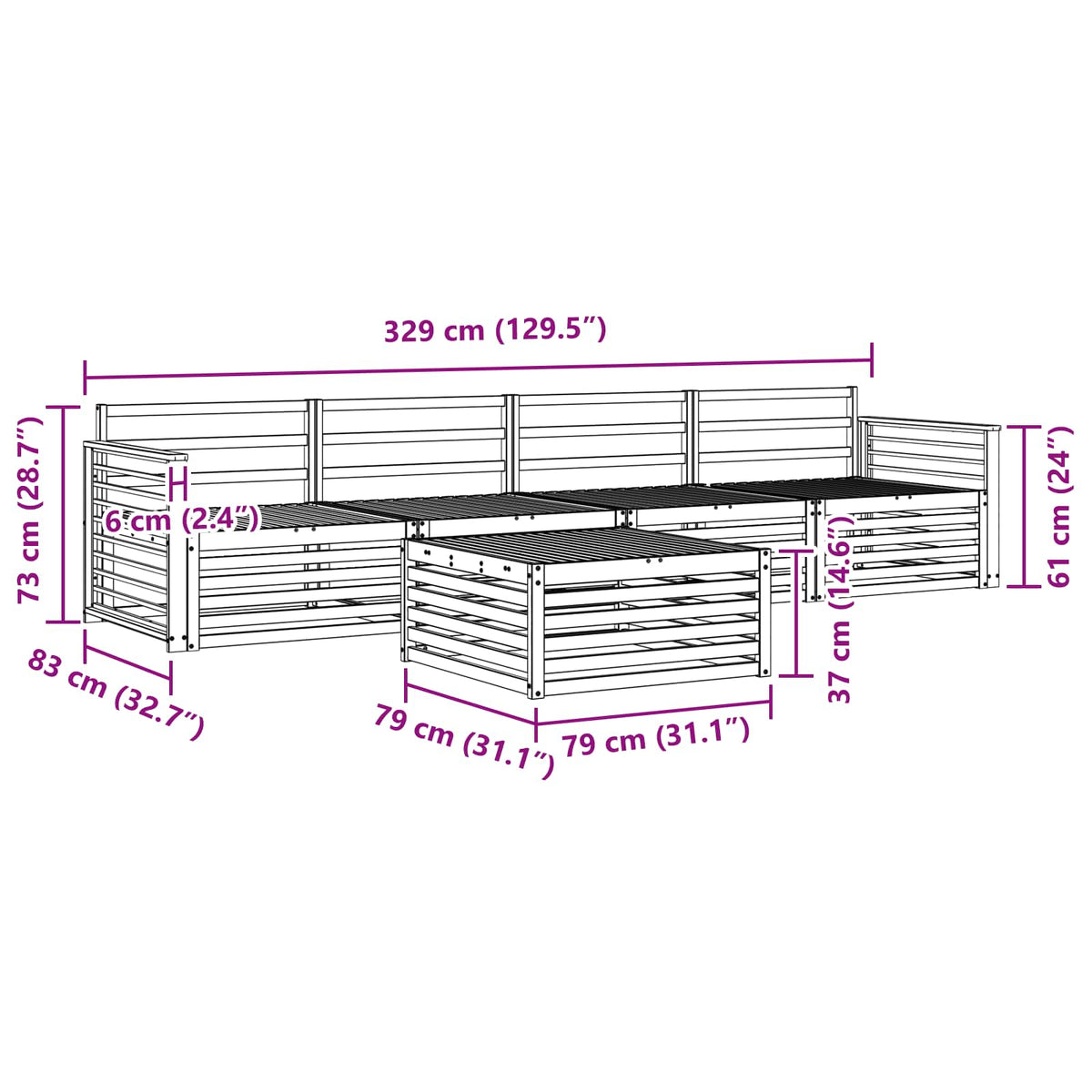 Set vanjskih sofa 5 kom. Prirodna Čvrsto drvo akacije