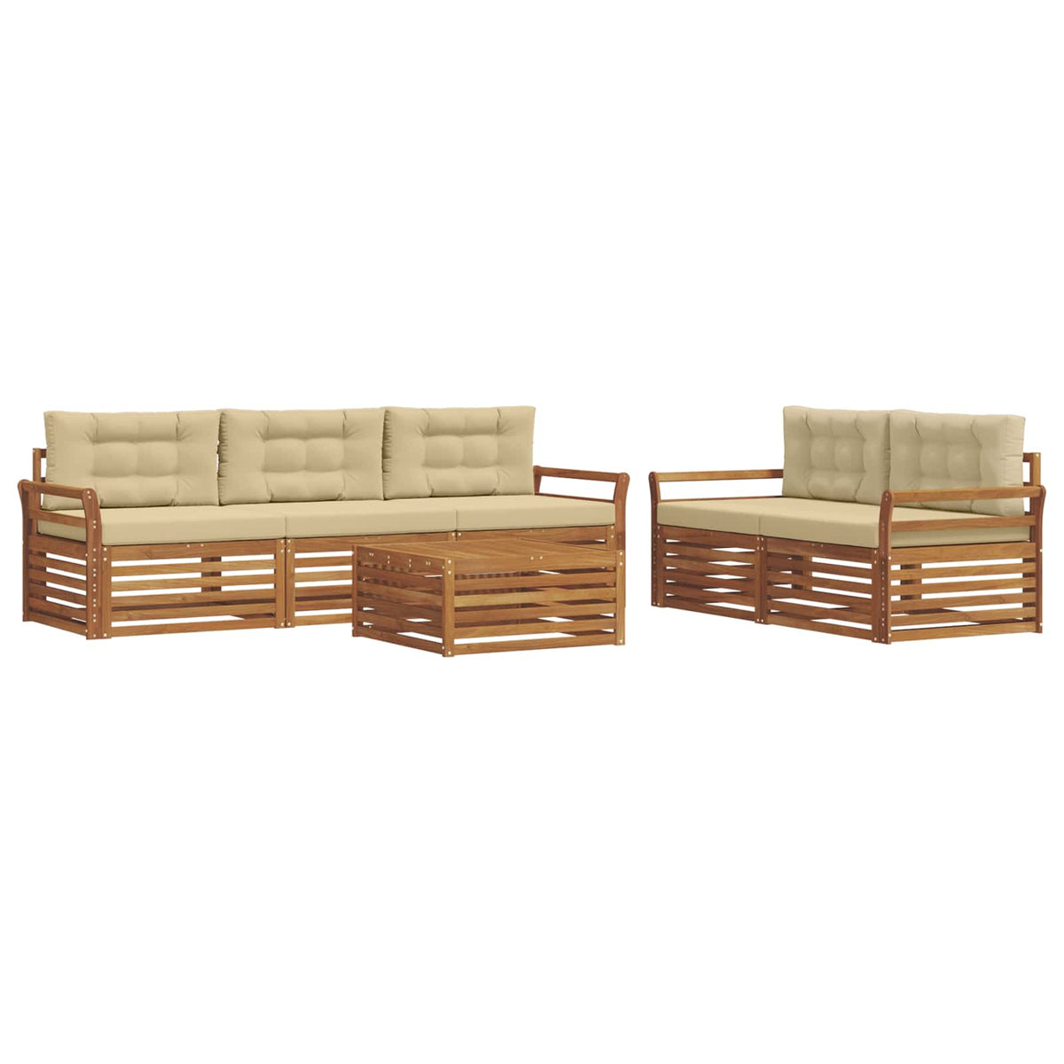 Set vanjskih sofa 6 kom. Prirodna i bež