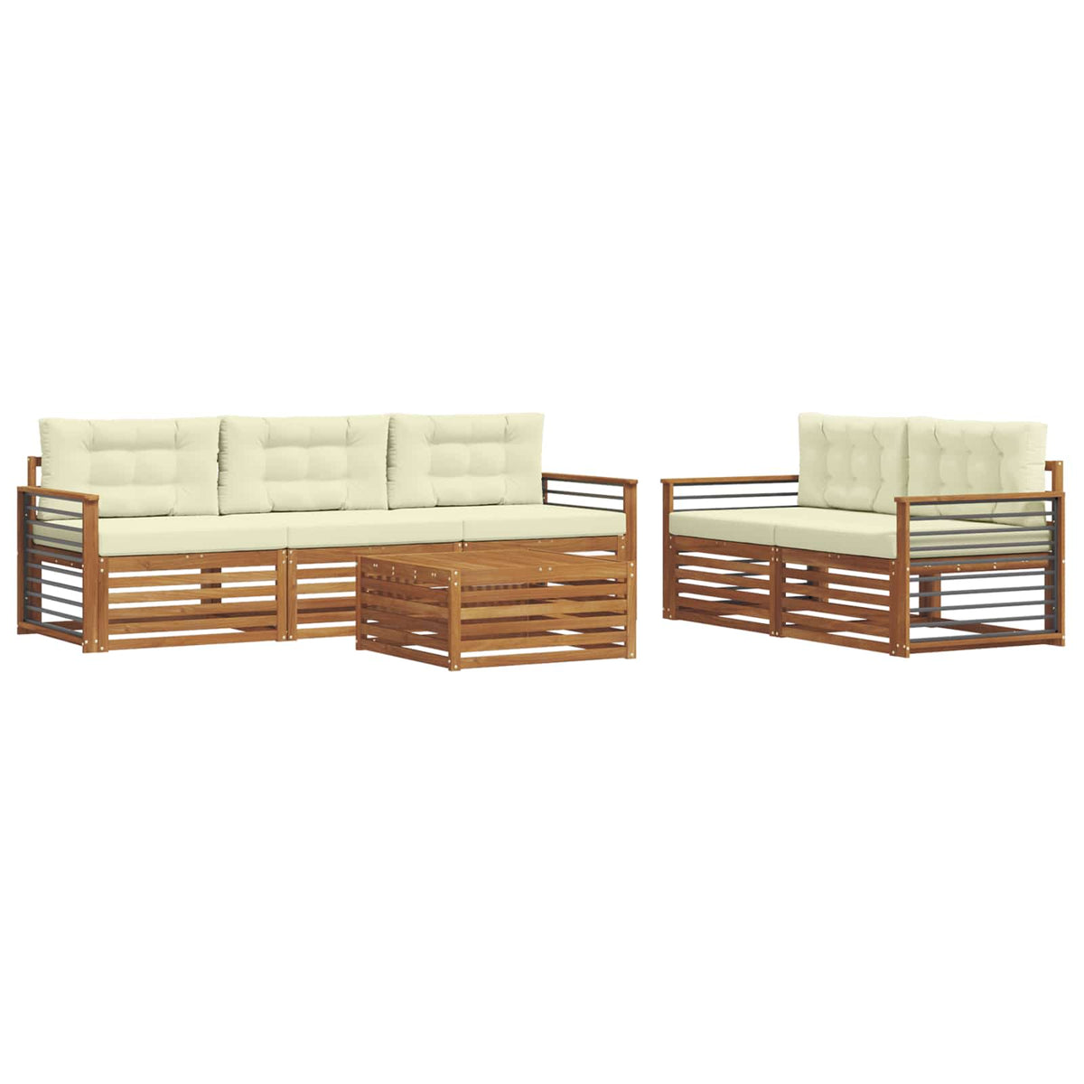 Set vanjskih sofa 6 kom. Prirodna i krem