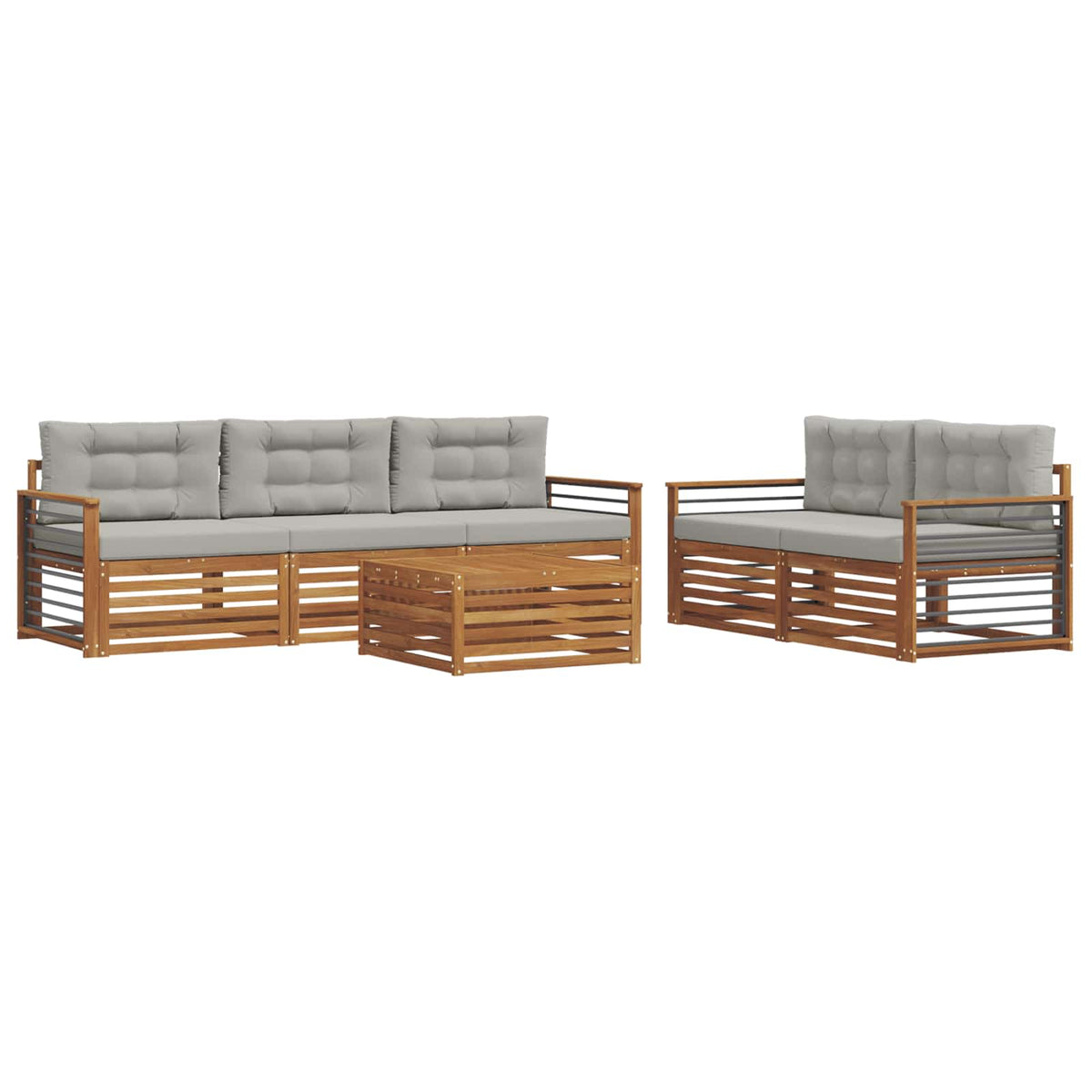 Set vanjskih sofa 6 kom. Prirodna i svijetlo siva