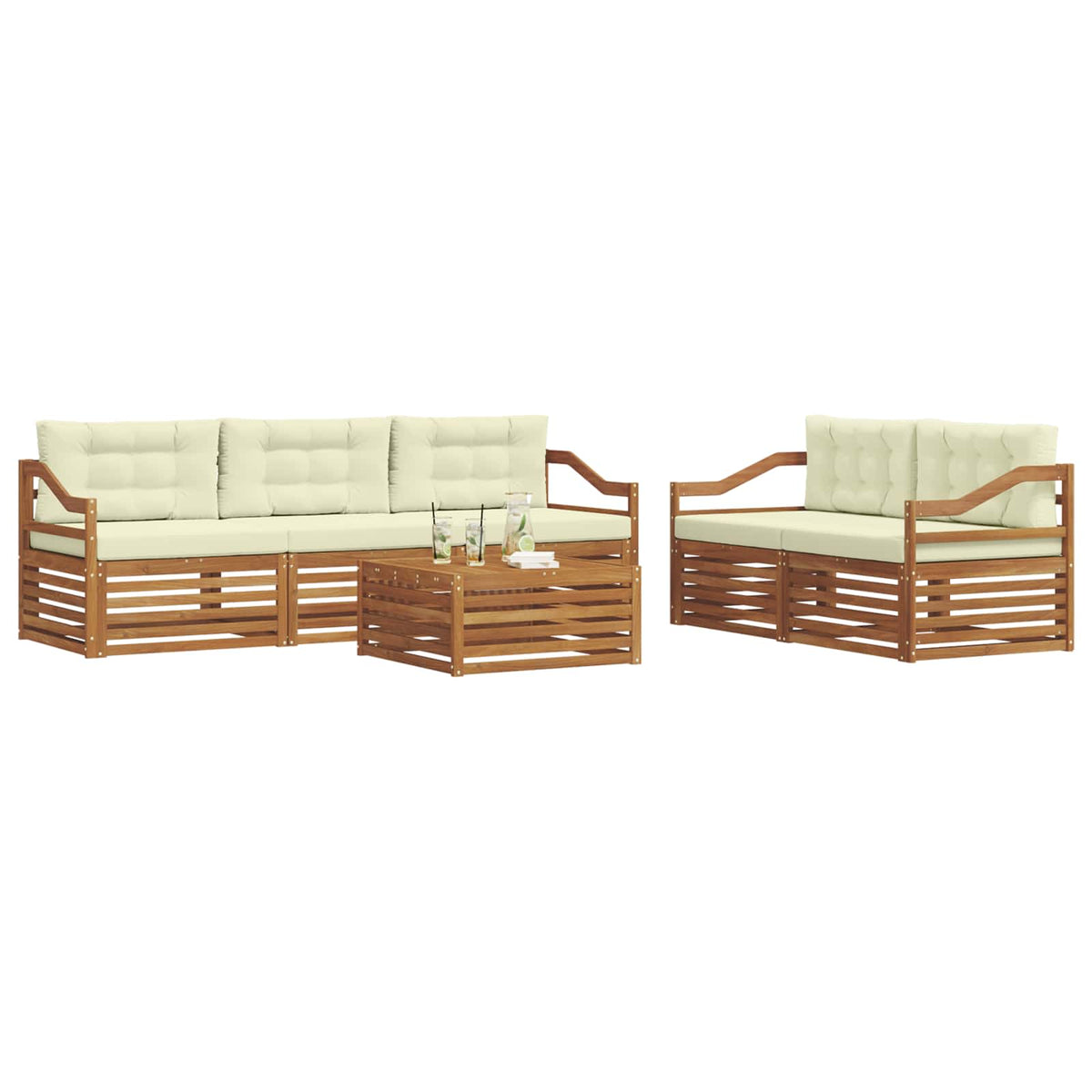 Set vanjskih sofa 6 kom. Prirodna i krem