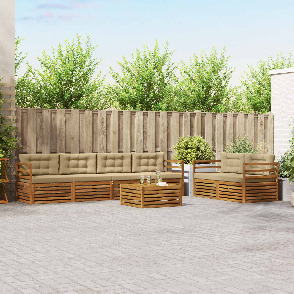 Set vanjskih sofa 7 kom. Prirodna i bež