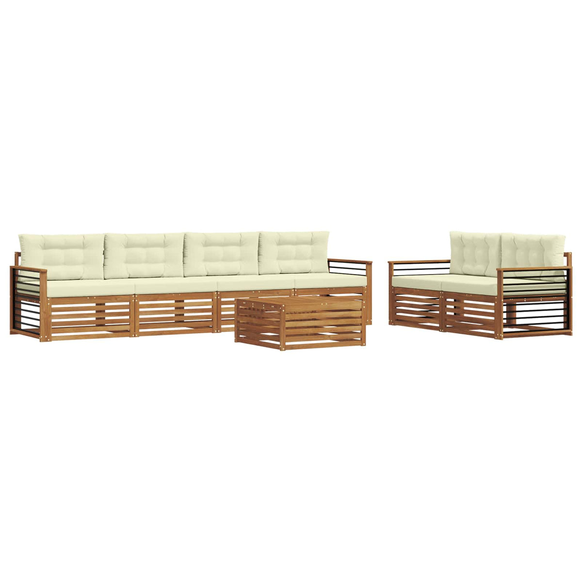 Set vanjskih sofa 7 kom. Prirodna i krem