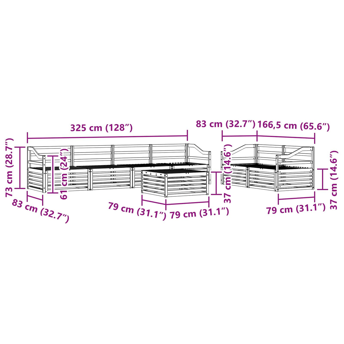 Set vanjskih sofa 7 kom. Prirodna Čvrsto drvo akacije