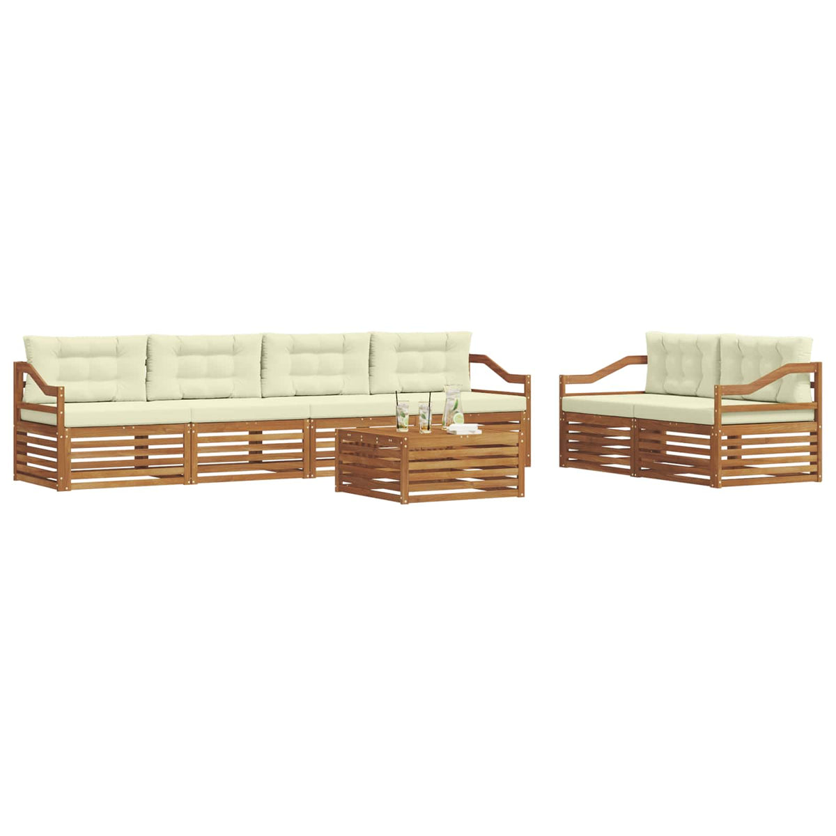 Set vanjskih sofa 7 kom. Prirodna i krem