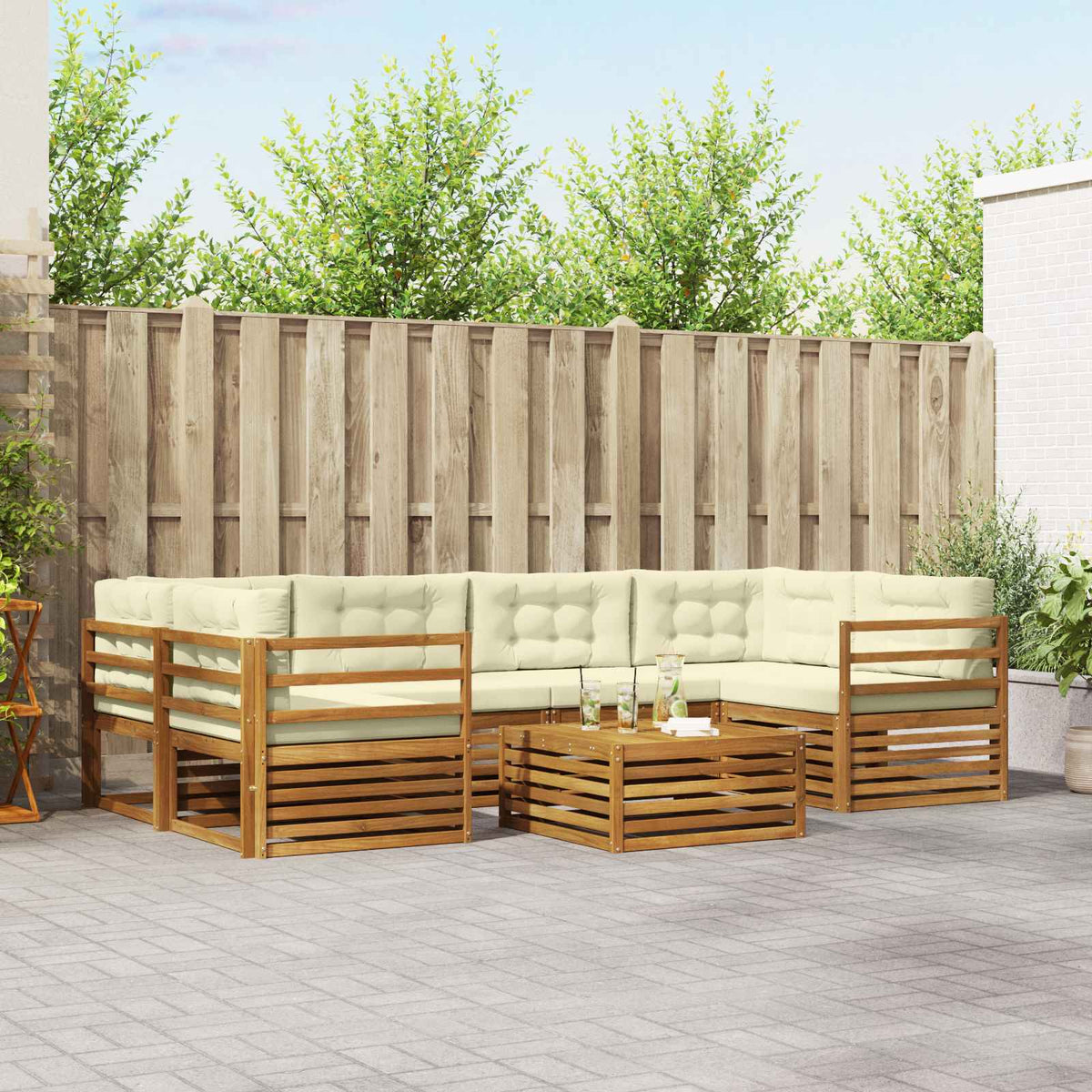 Set vanjskih sofa 7 kom. Prirodna i krem