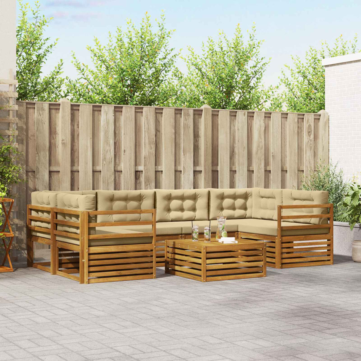 Set vanjskih sofa 7 kom. Prirodna i bež