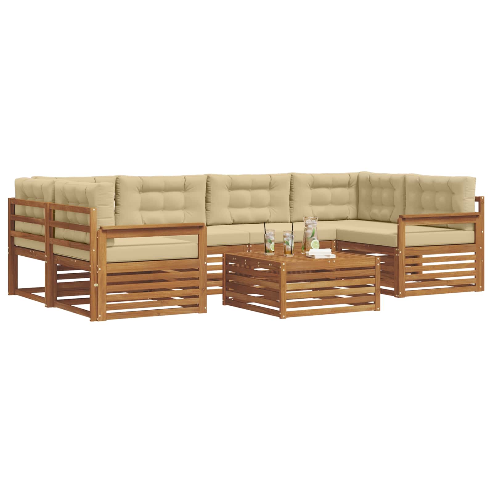 Set vanjskih sofa 7 pcs Prirodna i bež