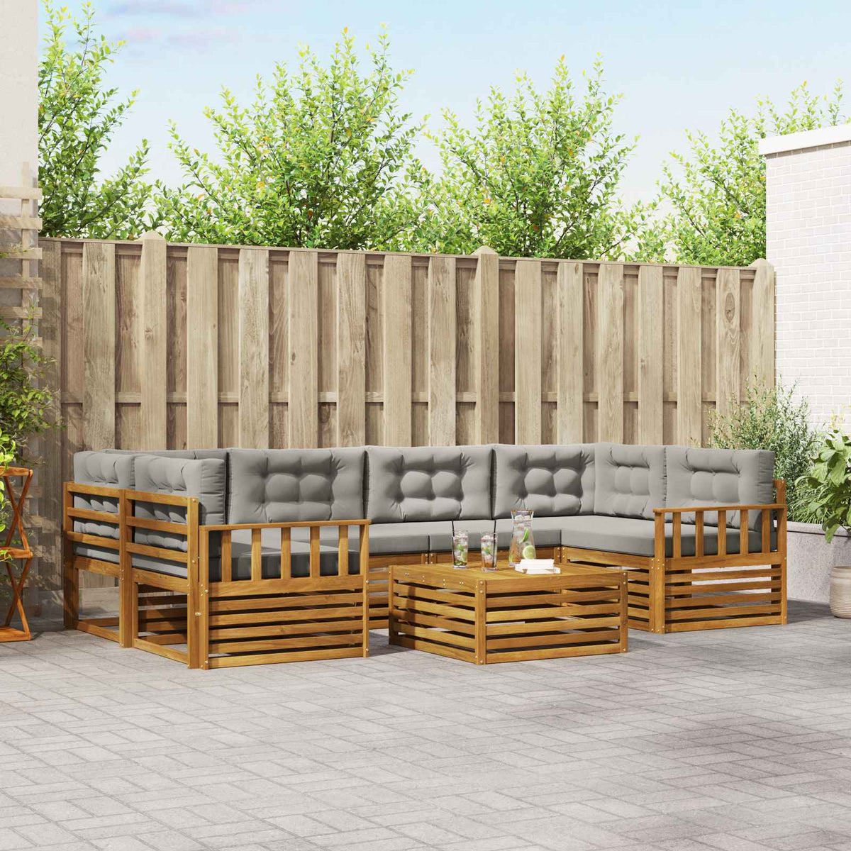 Set vanjskih sofa 7 kom. Prirodna i svijetlo siva