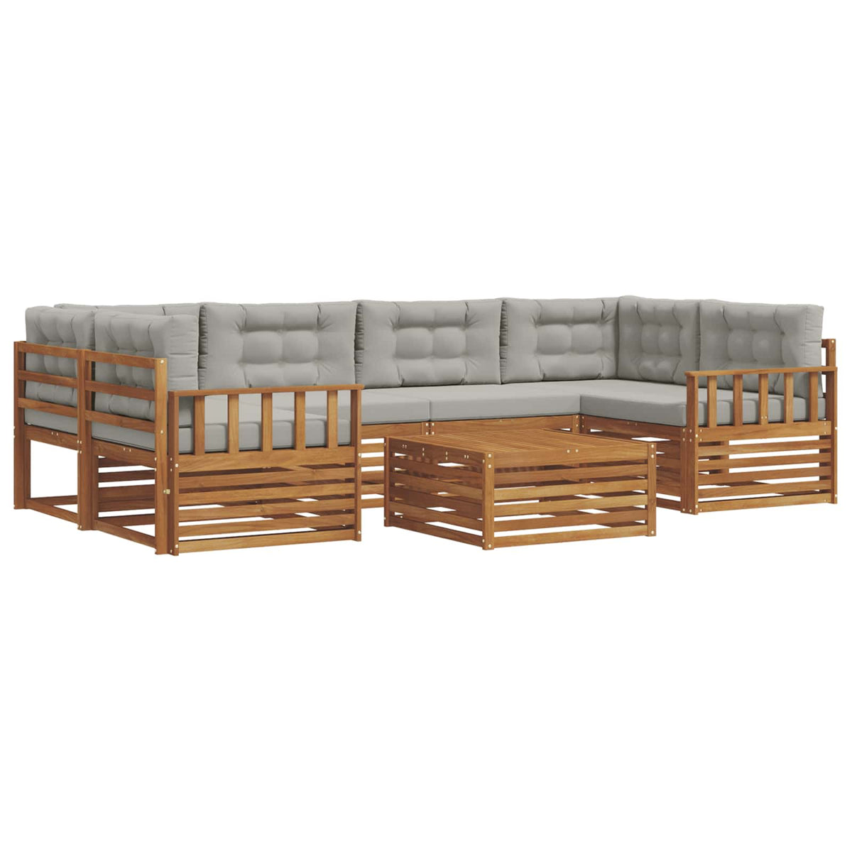 Set vanjskih sofa 7 kom. Prirodna i svijetlo siva