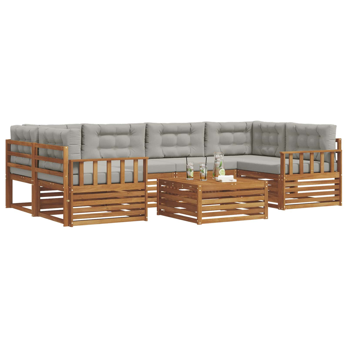 Set vanjskih sofa 7 kom. Prirodna i svijetlo siva