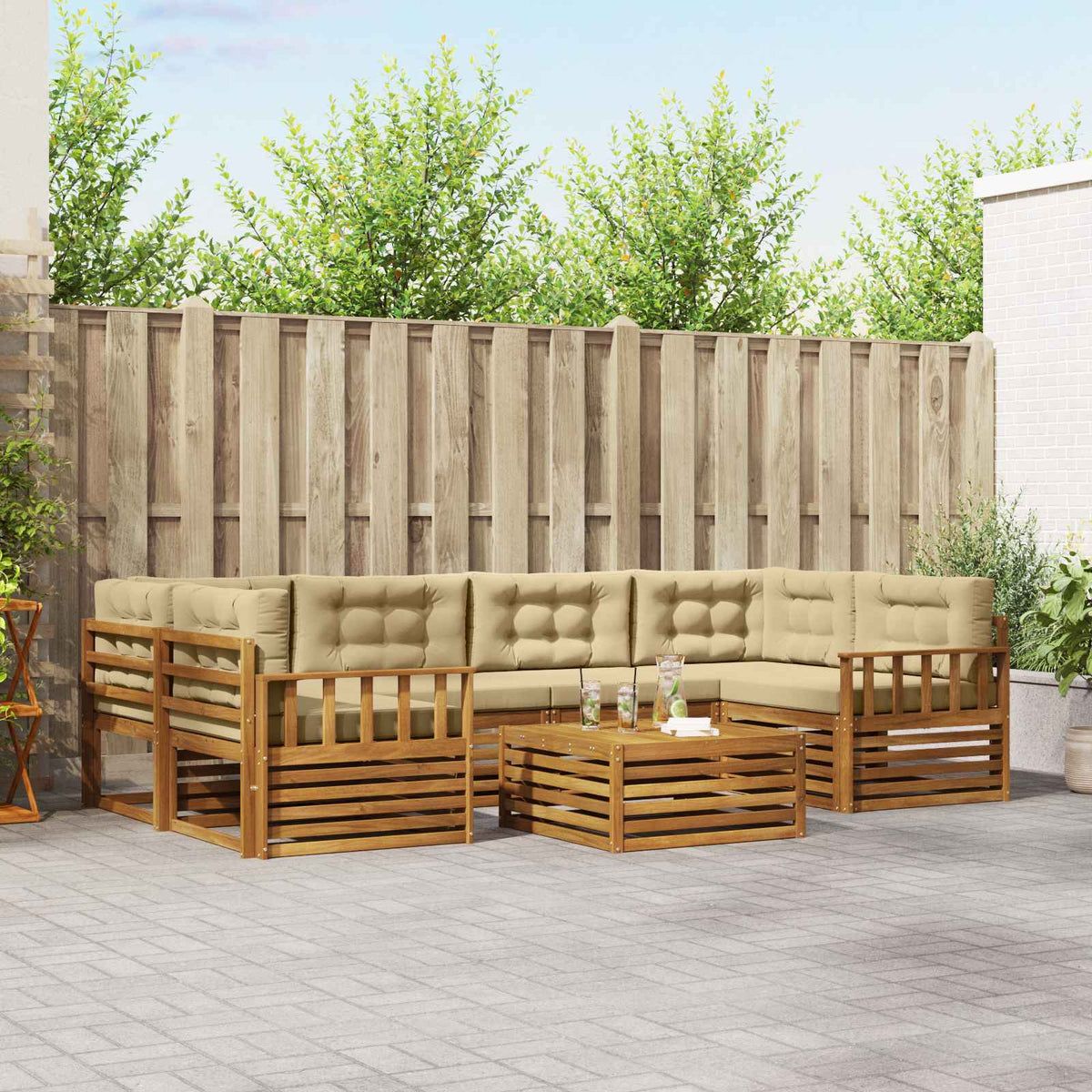Set vanjskih sofa 7 kom. Prirodna i bež