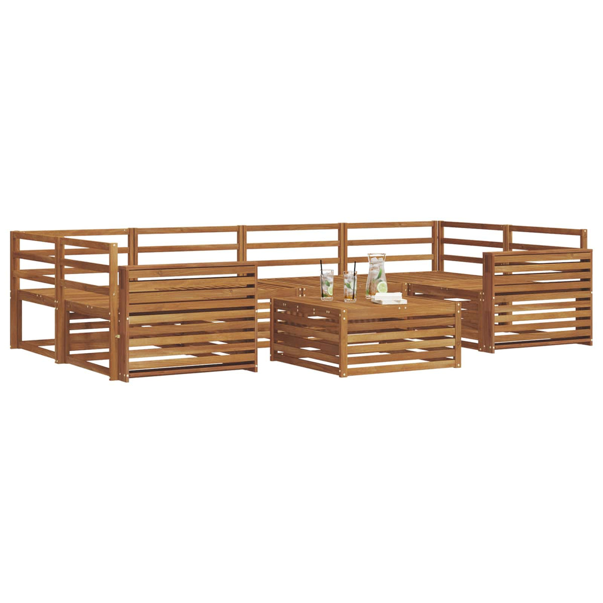 Set vanjskih sofa 7 kom. Prirodna Čvrsto drvo akacije