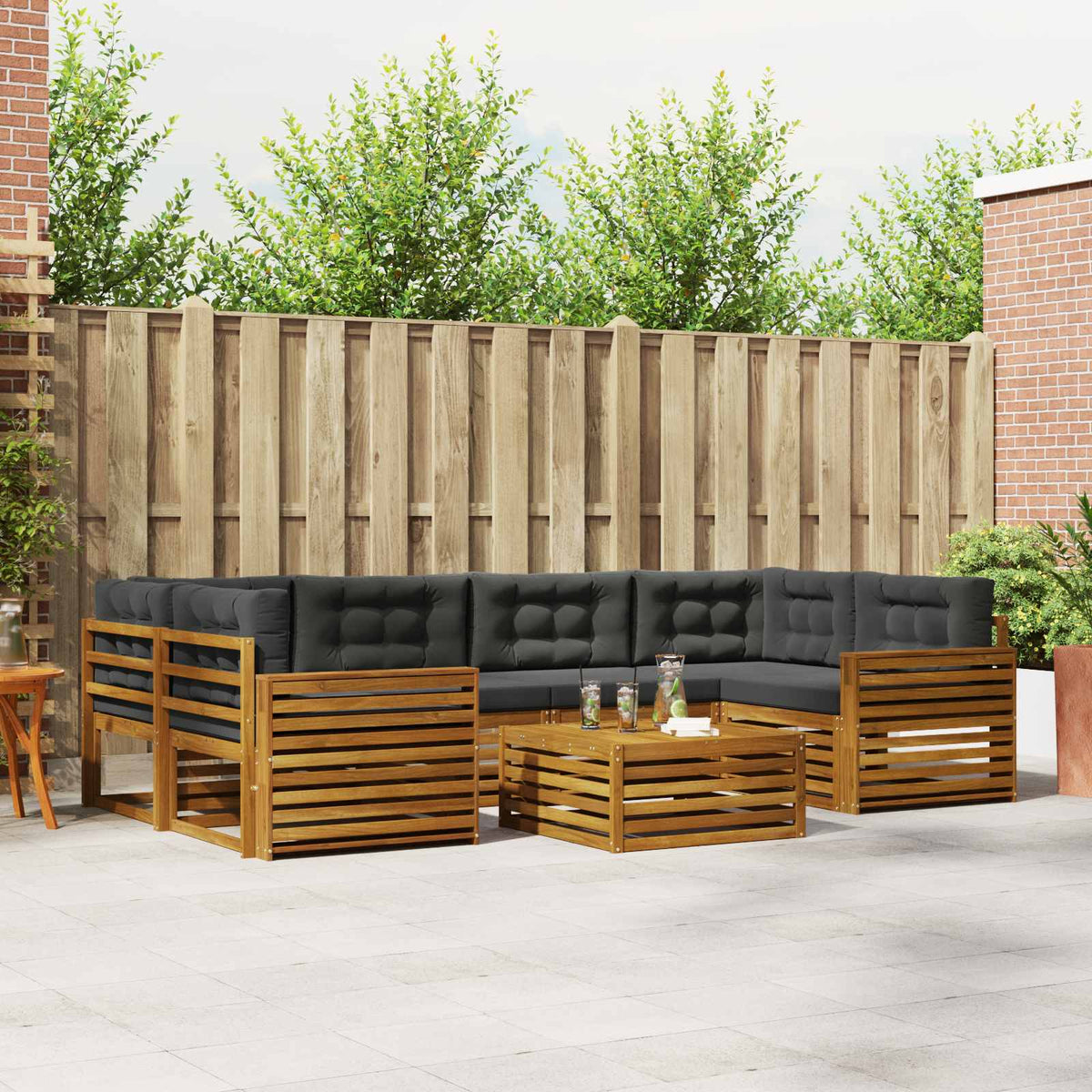 Set vanjskih sofa 7 kom. Prirodna i antracit
