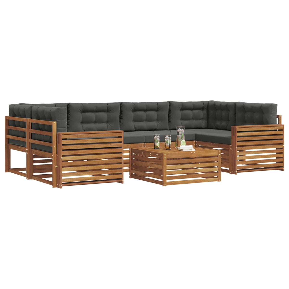 Set vanjskih sofa 7 kom. Prirodna i antracit