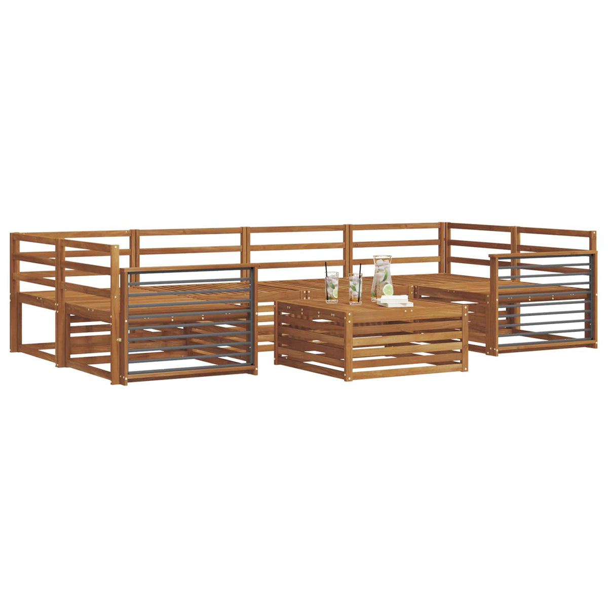 Set vanjskih sofa 7 kom. Prirodna Čvrsto drvo akacije