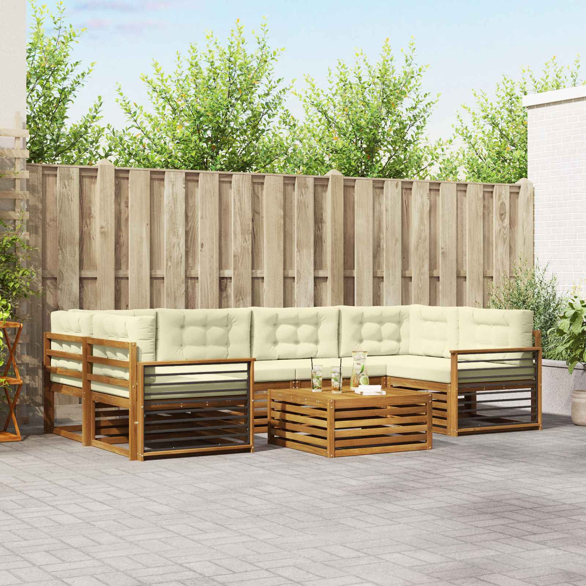 Set vanjskih sofa 7 kom. Prirodna i krem