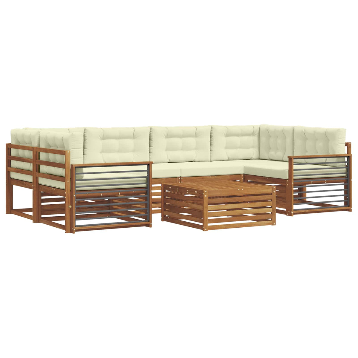 Set vanjskih sofa 7 kom. Prirodna i krem