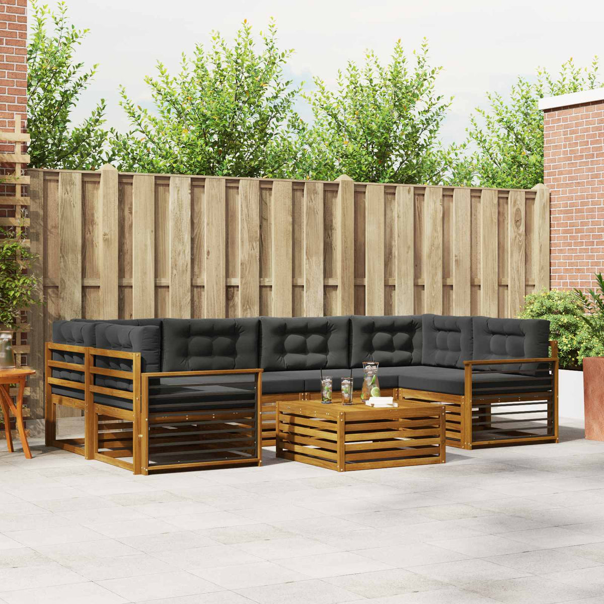 Set vanjskih sofa 7 kom. Prirodna i antracit