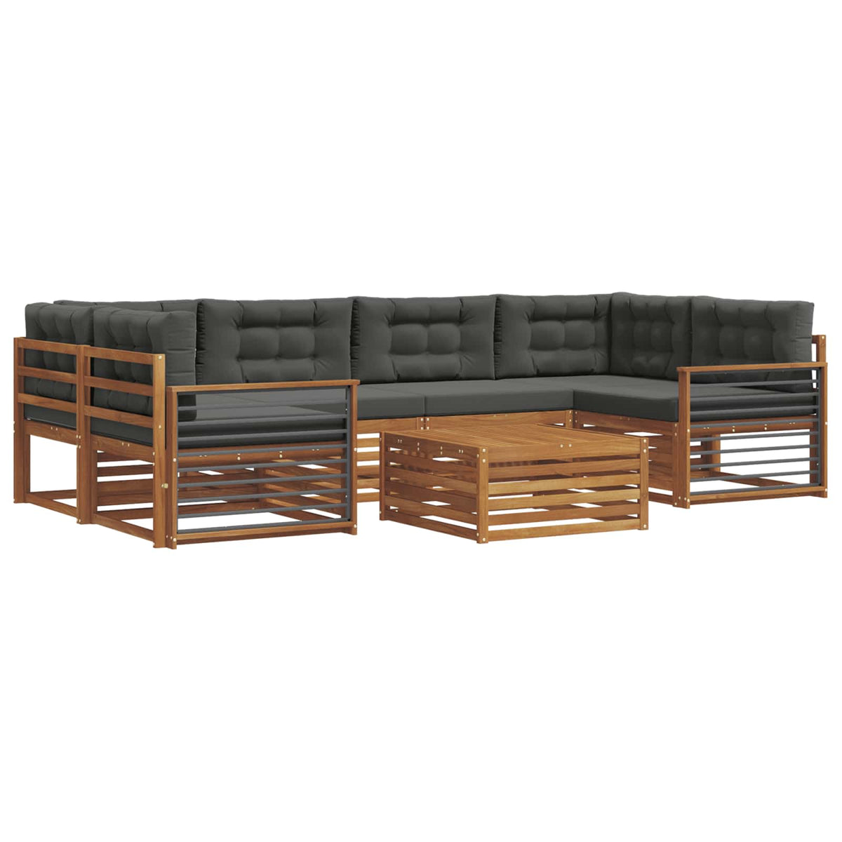 Set vanjskih sofa 7 kom. Prirodna i antracit