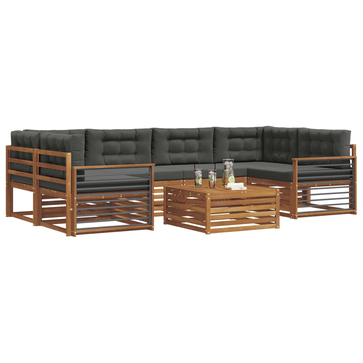 Set vanjskih sofa 7 kom. Prirodna i antracit