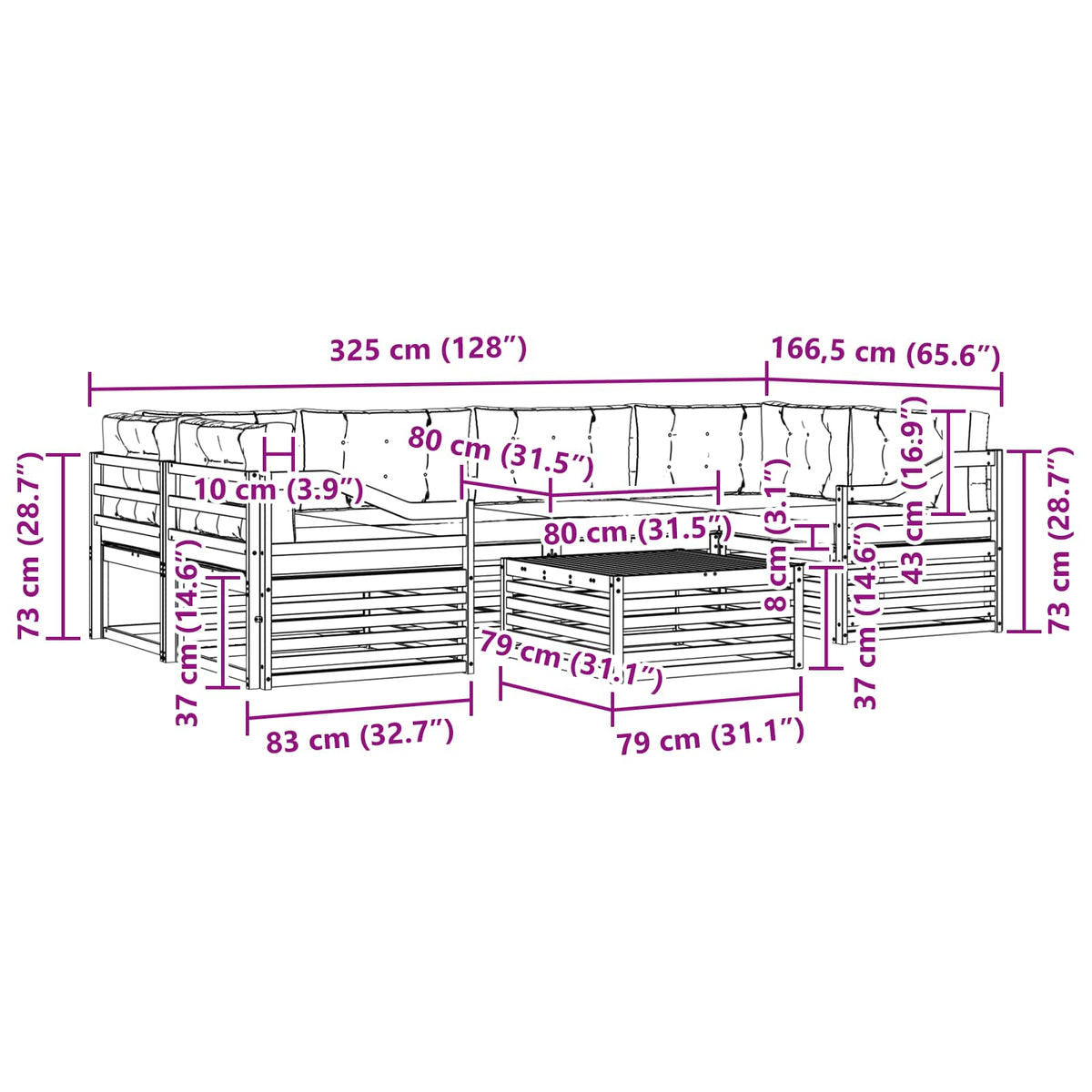 Set vanjskih sofa 7 kom. Prirodna i svijetlo siva
