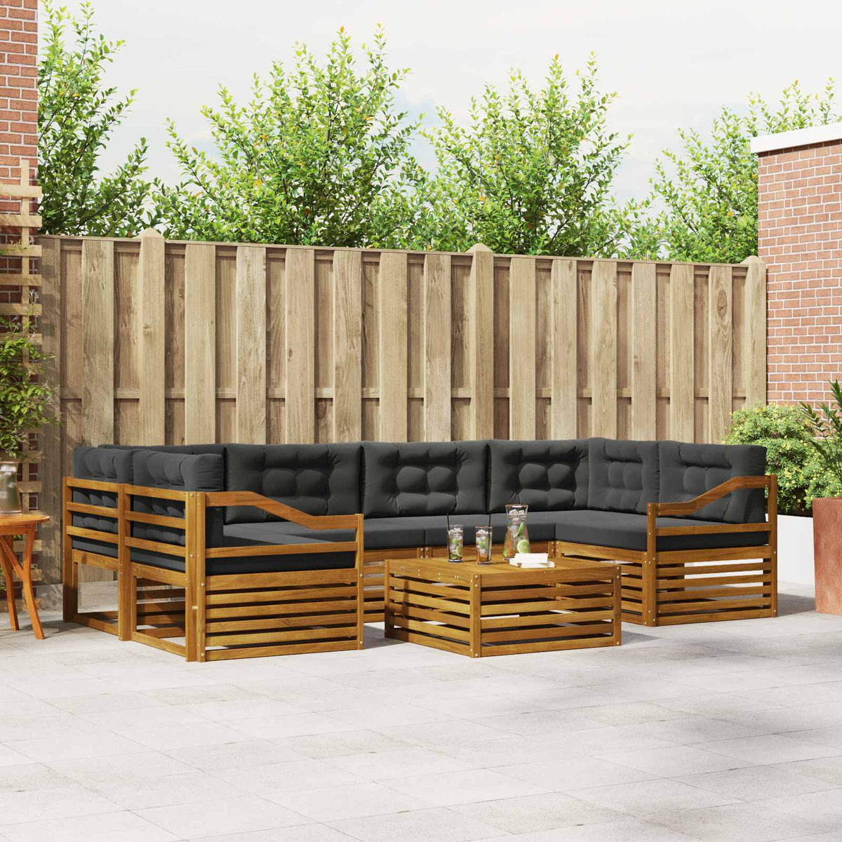 Set vanjskih sofa 7 kom. Prirodna i antracit