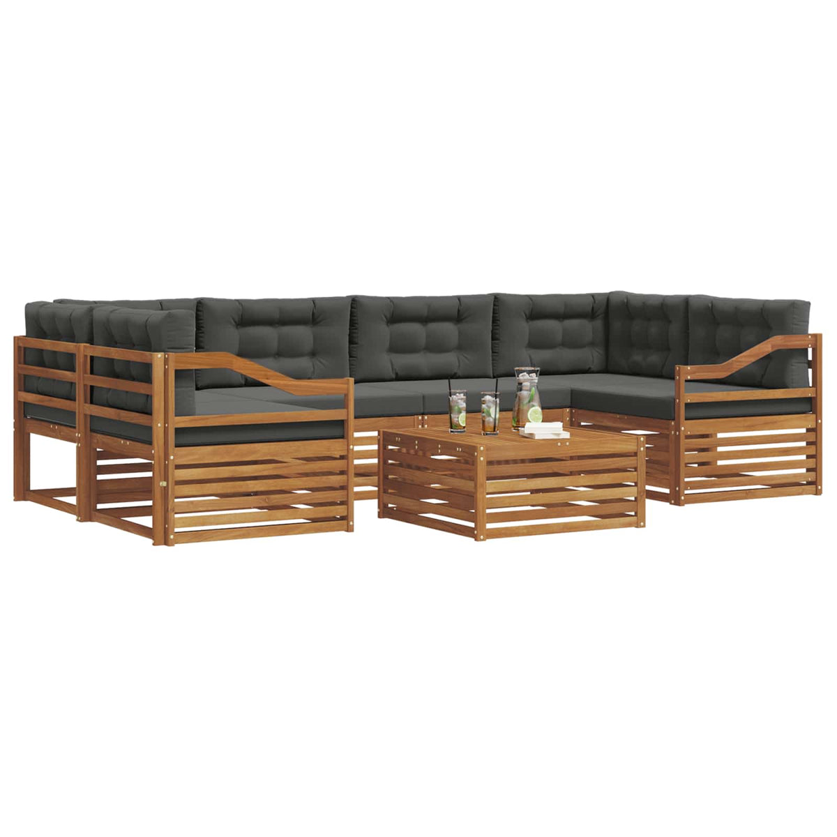 Set vanjskih sofa 7 kom. Prirodna i antracit
