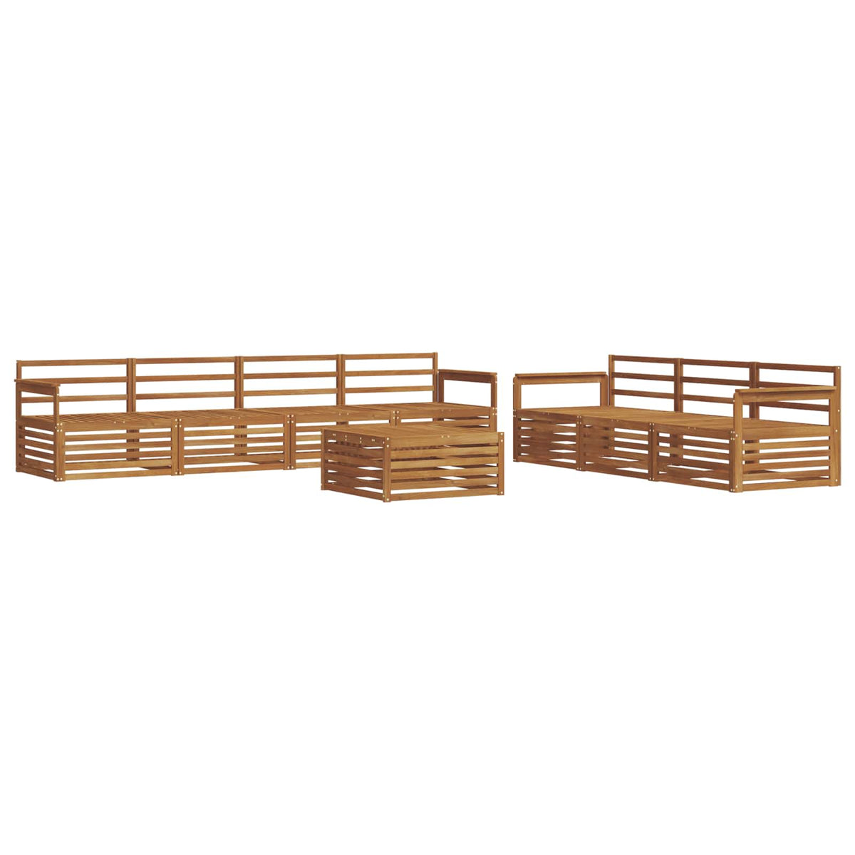 Set vanjskih sofa 8 kom. Prirodna Čvrsto drvo akacije Smeđa 79 x 79 x 37 cm