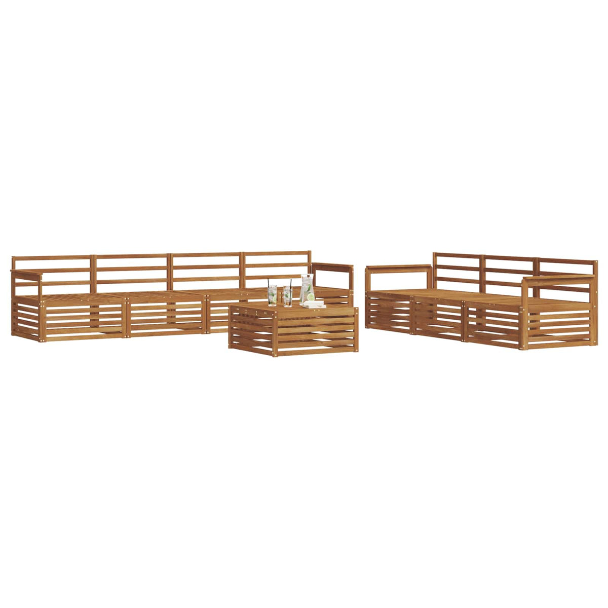 Set vanjskih sofa 8 kom. Prirodna Čvrsto drvo akacije Smeđa 79 x 79 x 37 cm