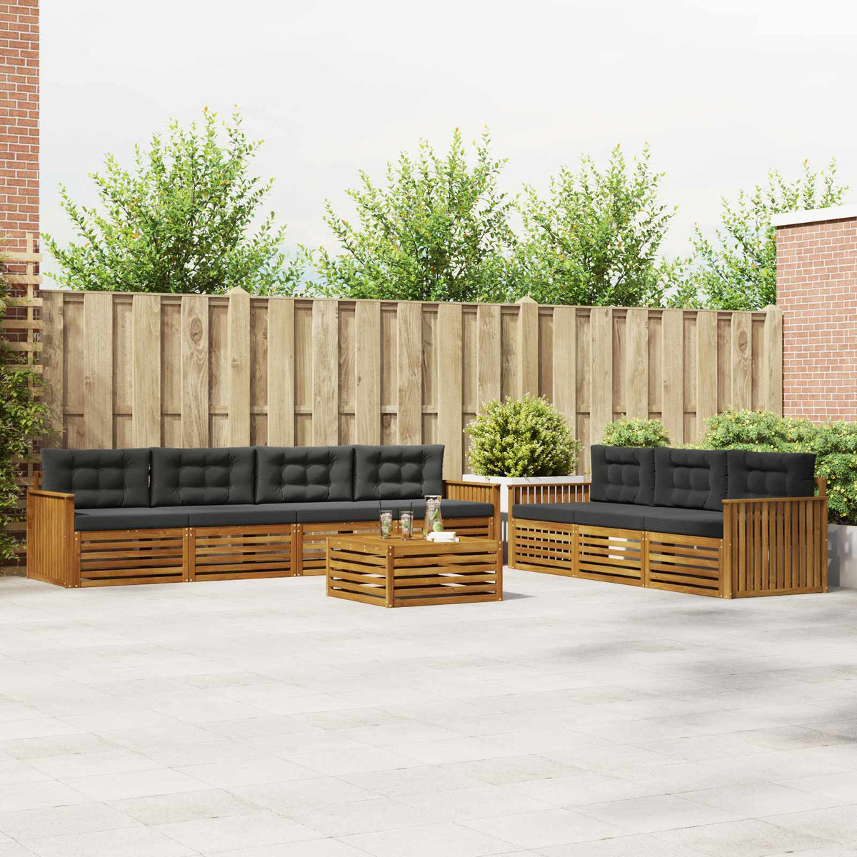 Set vanjskih sofa 8 kom. Prirodna i antracit