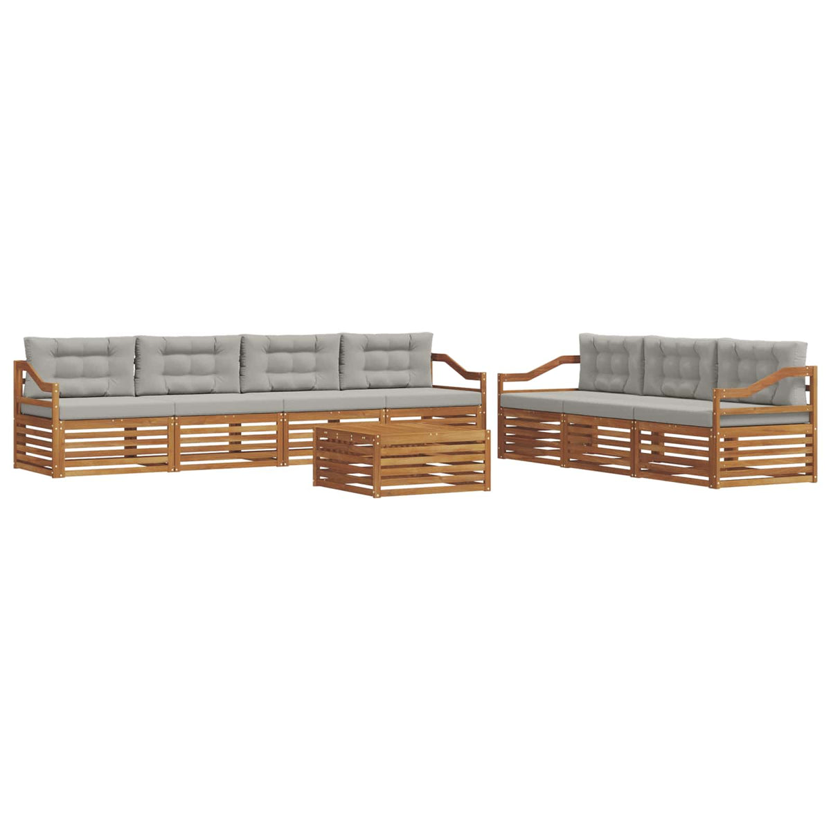 Set vanjskih sofa 8 kom. Prirodna i svijetlo siva