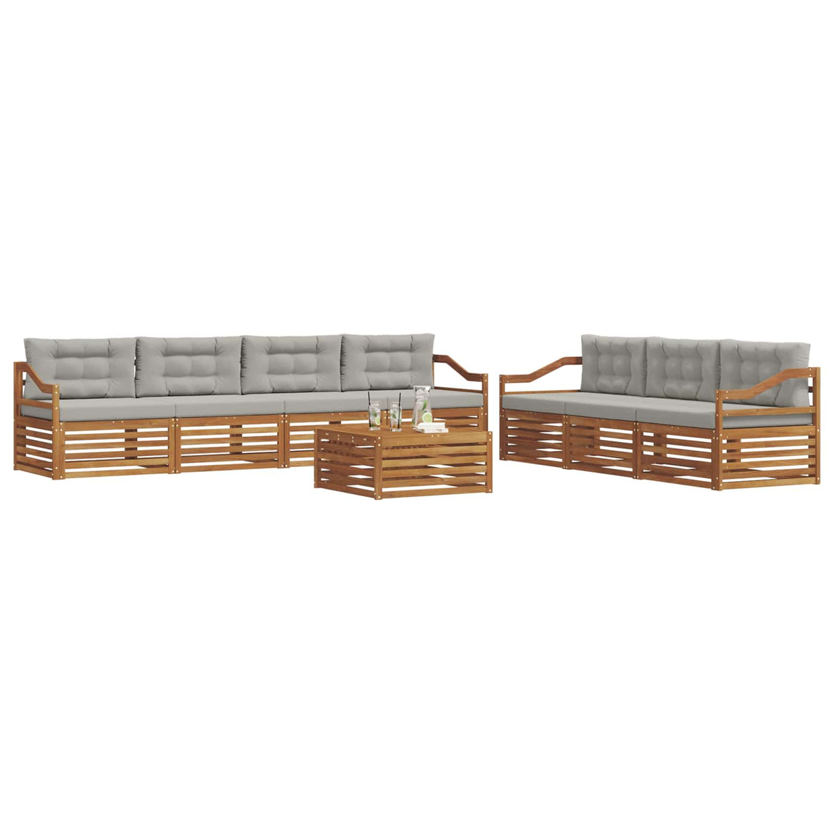 Set vanjskih sofa 8 kom. Prirodna i svijetlo siva