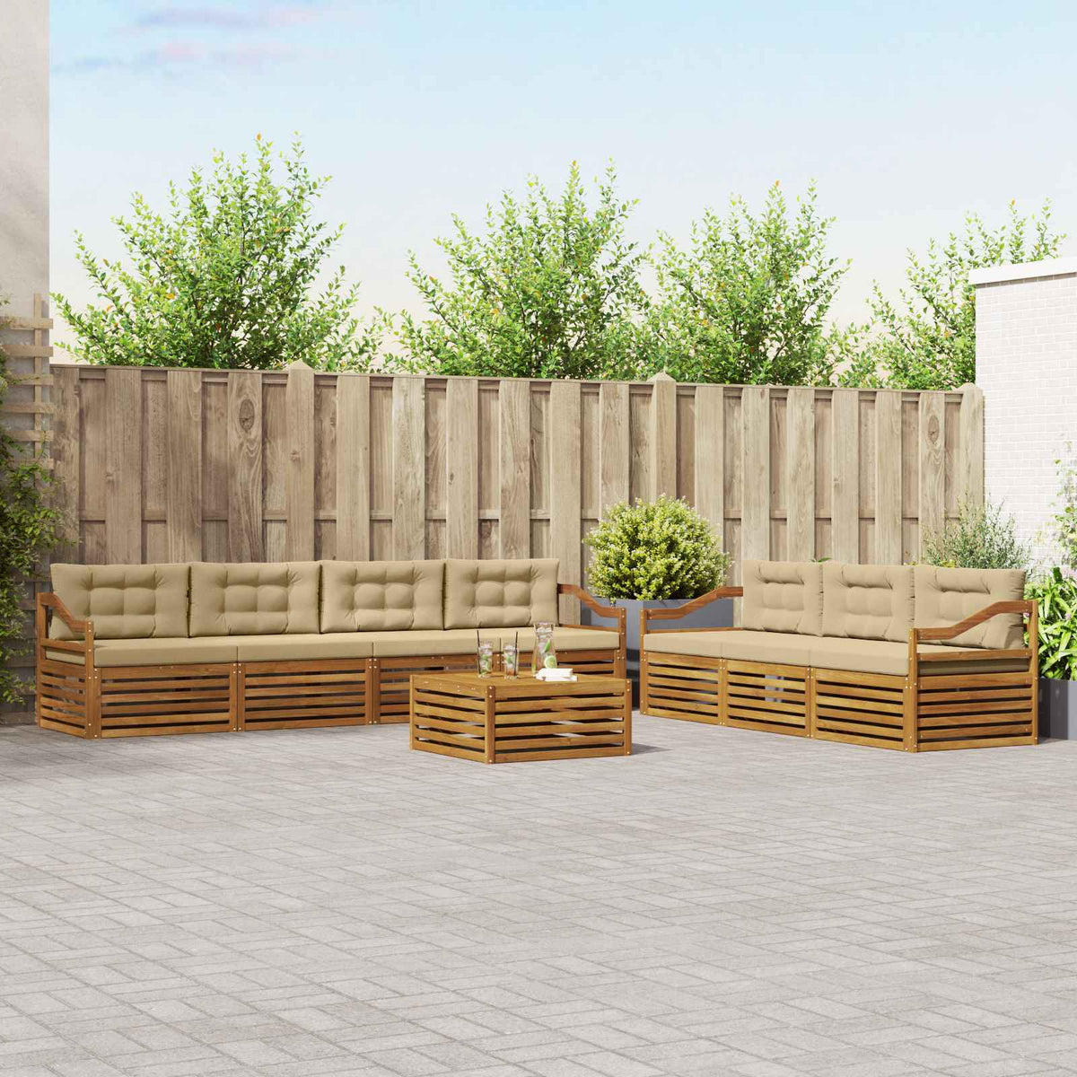 Set vanjskih sofa 8 kom. Prirodna i bež