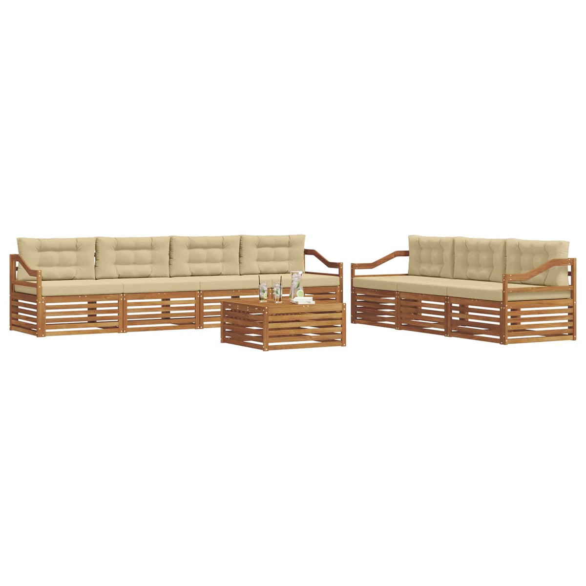 Set vanjskih sofa 8 kom. Prirodna i bež