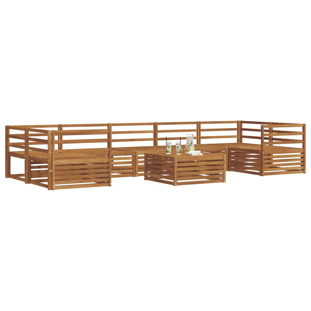 Set vanjskih sofa 8 kom. Prirodna Čvrsto drvo akacije