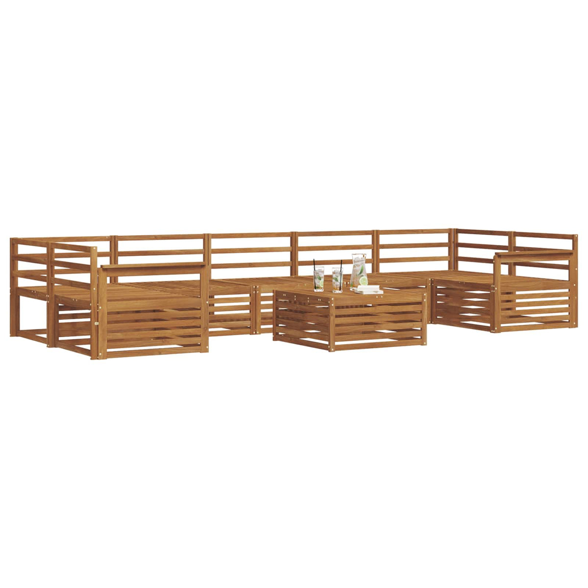 Set vanjskih sofa 8 kom. Prirodna Čvrsto drvo akacije