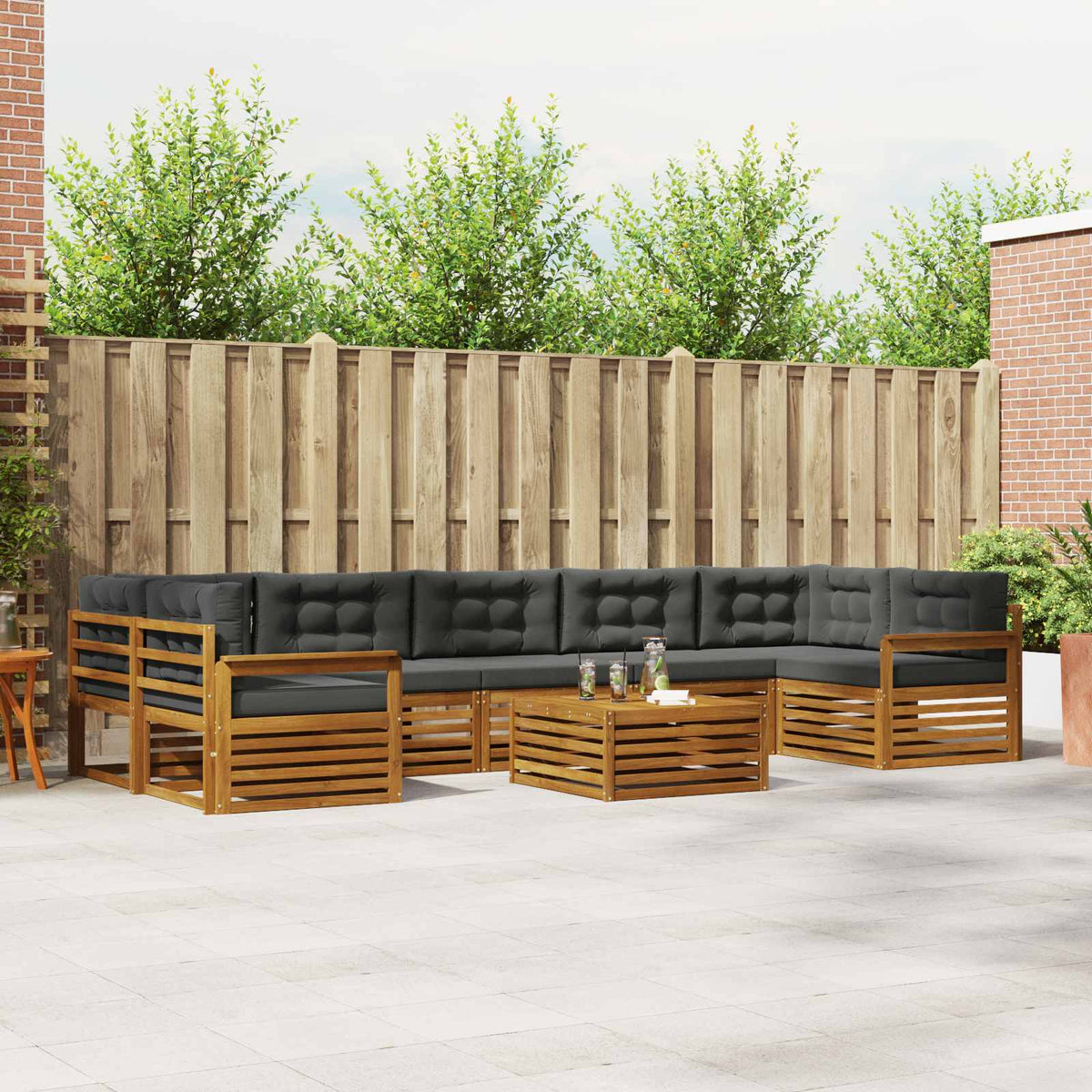 Set vanjskih sofa 8 kom. Prirodna i antracit