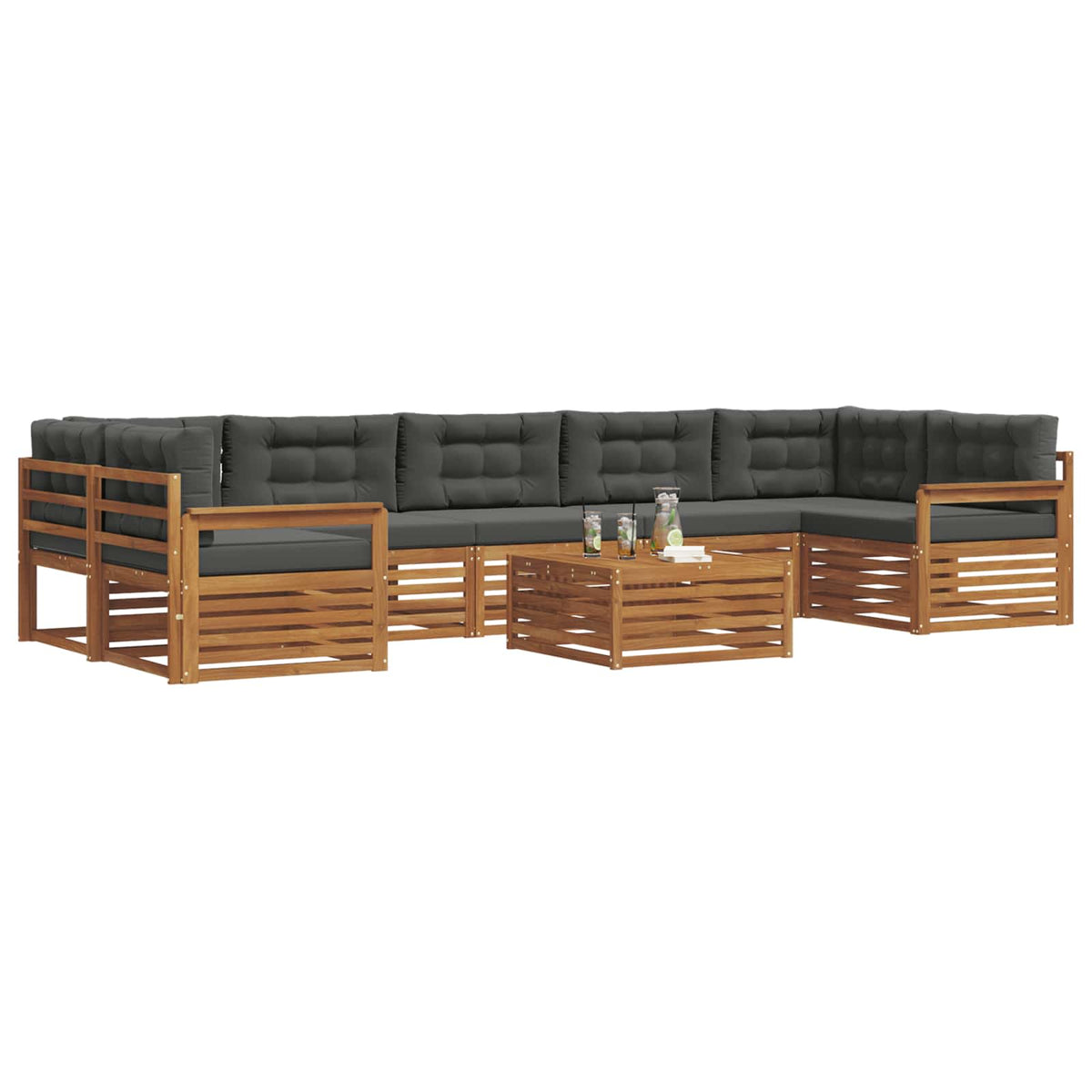 Set vanjskih sofa 8 kom. Prirodna i antracit