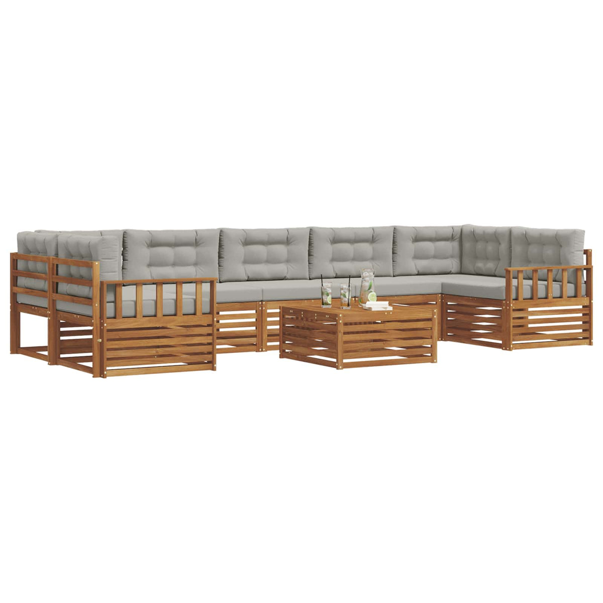 Set vanjskih sofa 8 kom. Prirodna i svijetlo siva