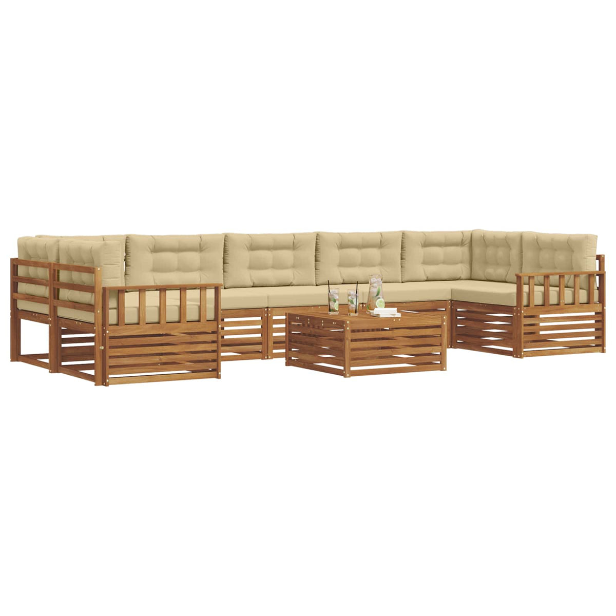 Set vanjskih sofa 8 kom. Prirodna i bež