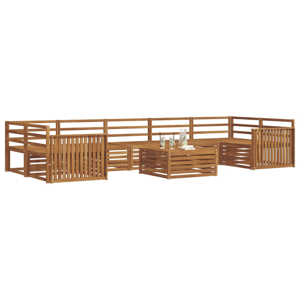 Set vanjskih sofa 8 kom. Prirodna Čvrsto drvo akacije