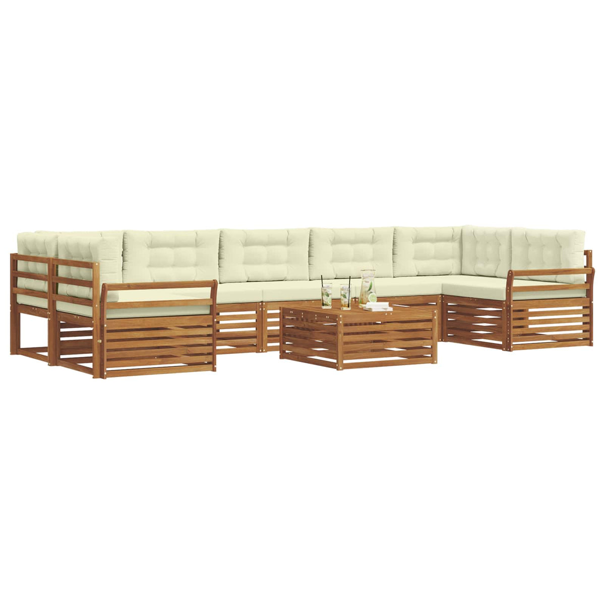 Set vanjskih sofa 8 kom. Prirodna i krem