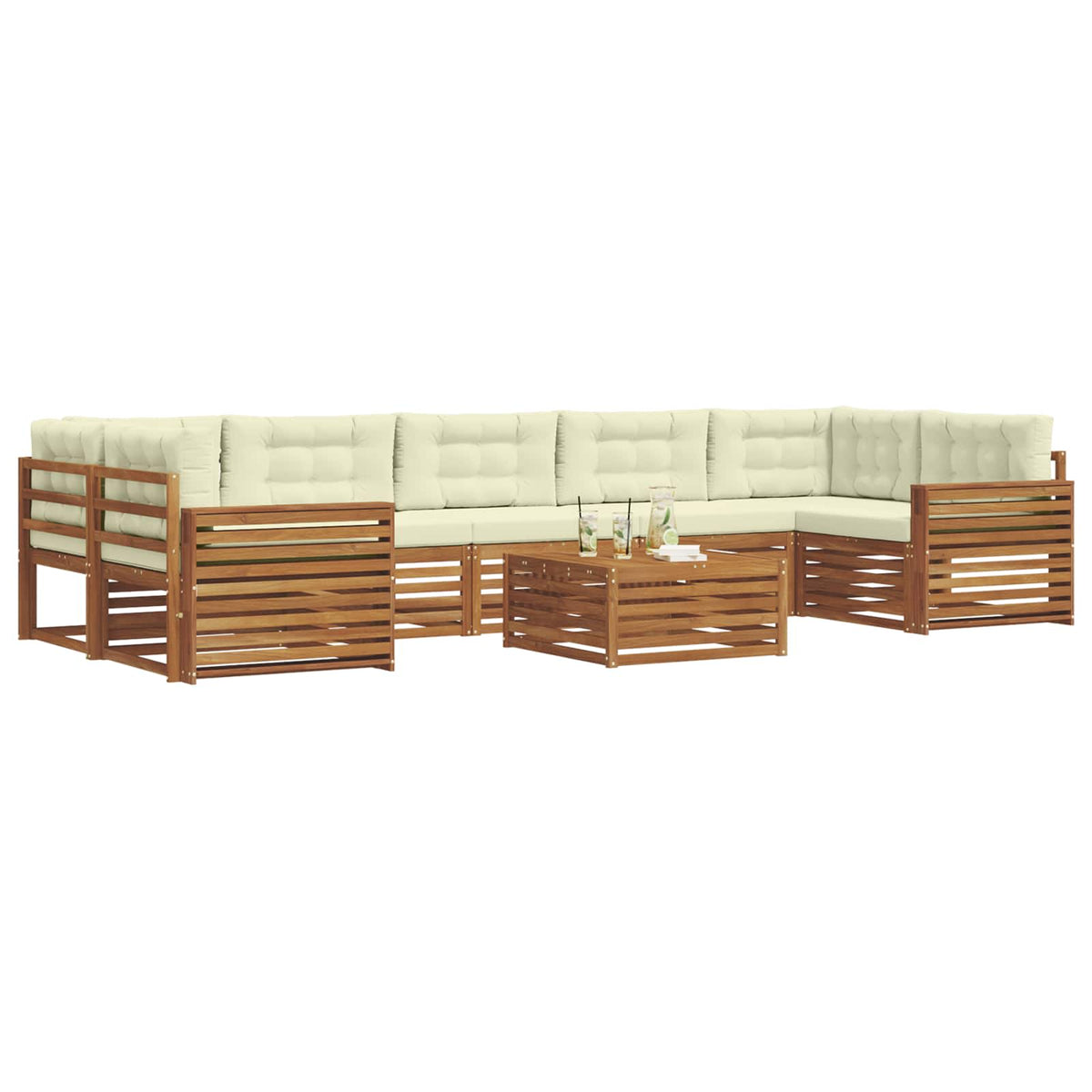 Set vanjskih sofa 8 kom. Prirodna i krem