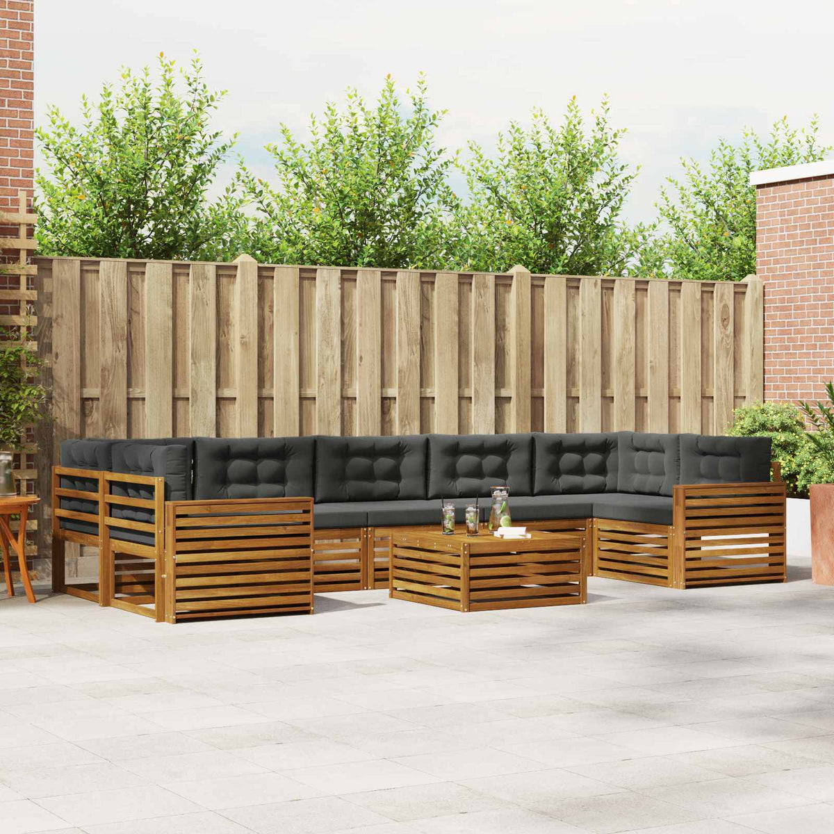 Set vanjskih sofa 8 kom. Prirodna i antracit