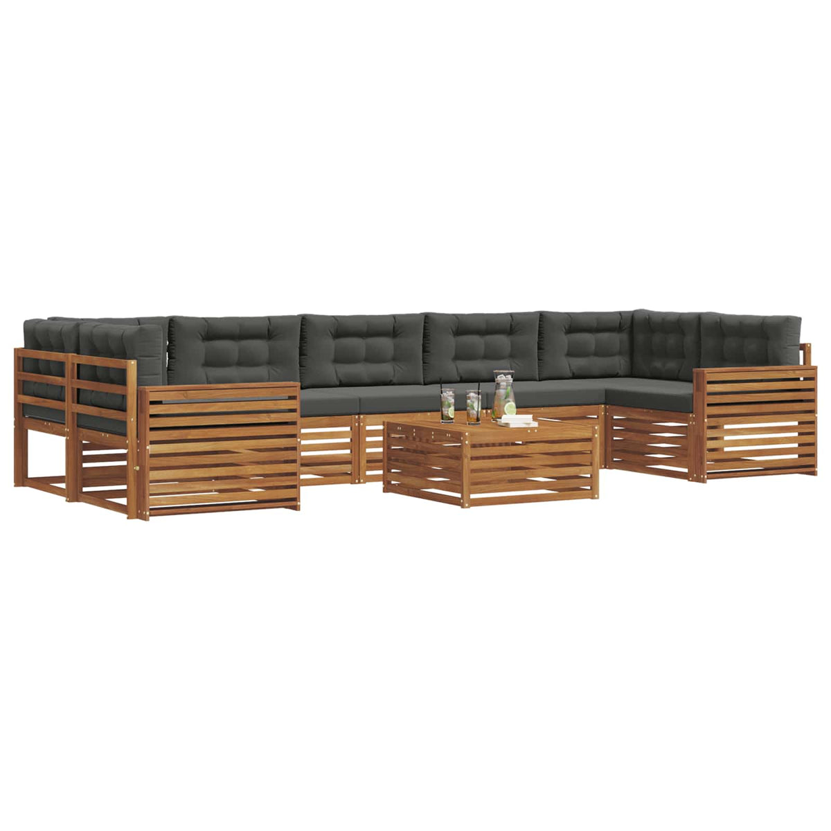 Set vanjskih sofa 8 kom. Prirodna i antracit
