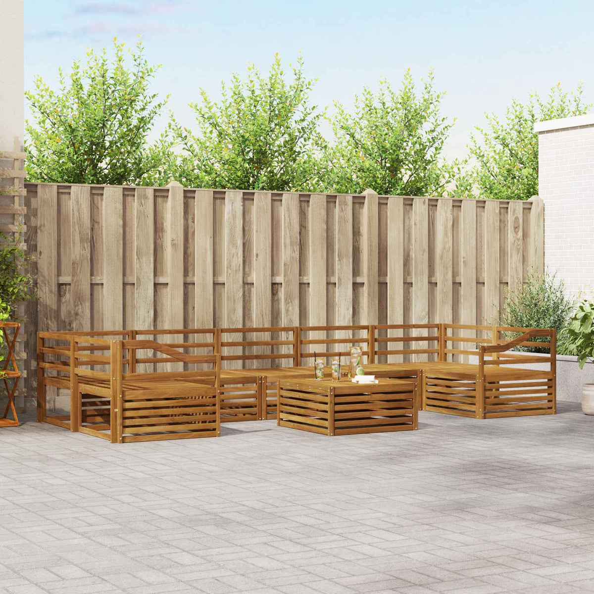 Set vanjskih sofa 8 kom. Prirodna Čvrsto drvo akacije