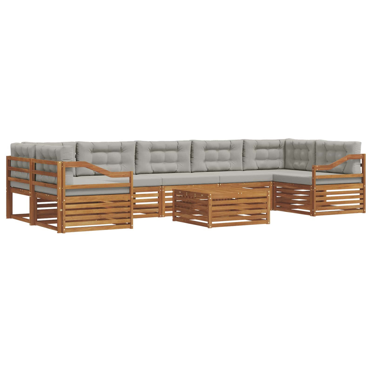 Set vanjskih sofa 8 kom. Prirodna i svijetlo siva