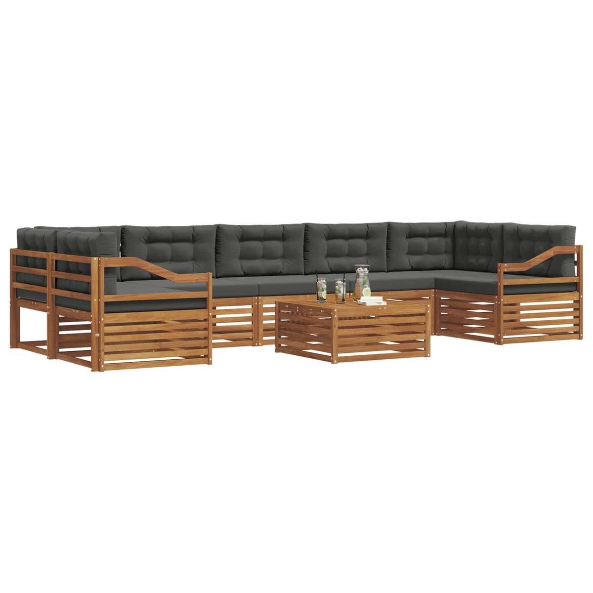 Set vanjskih sofa 8 kom. Prirodna i antracit